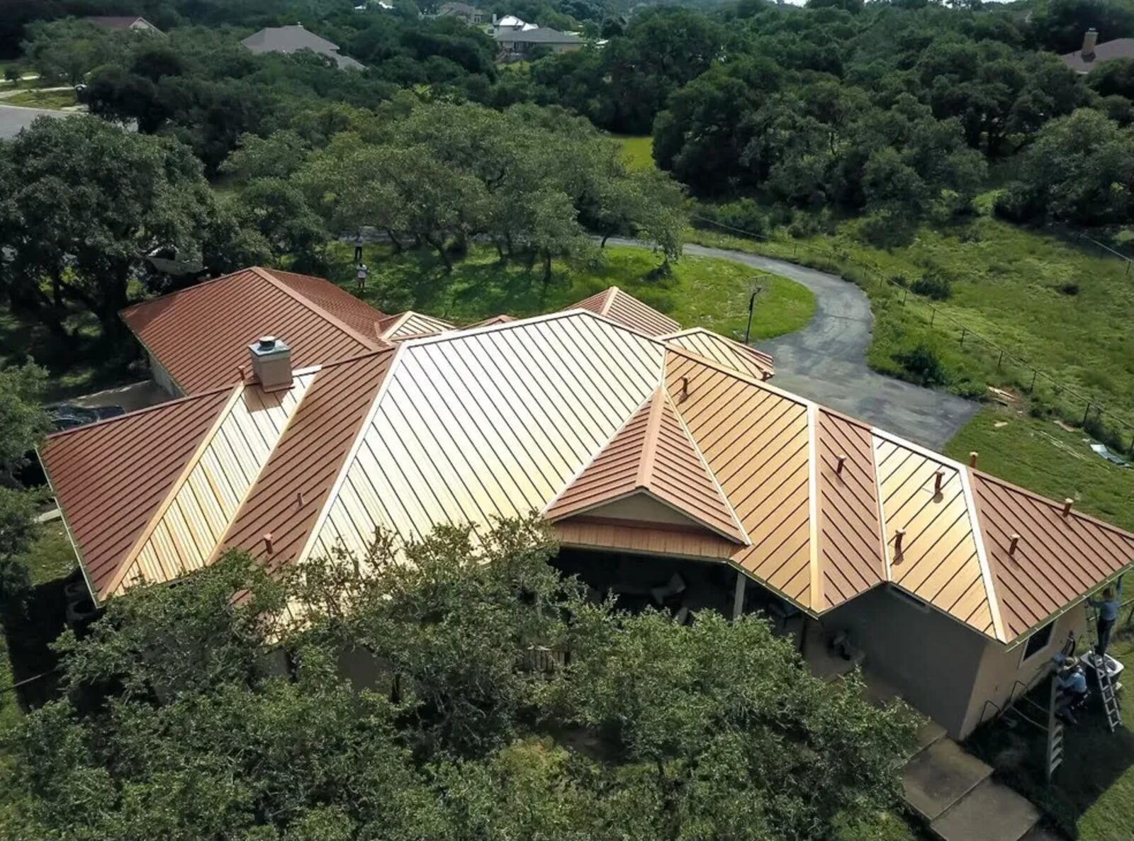 Texas home with a new roof at golden hour